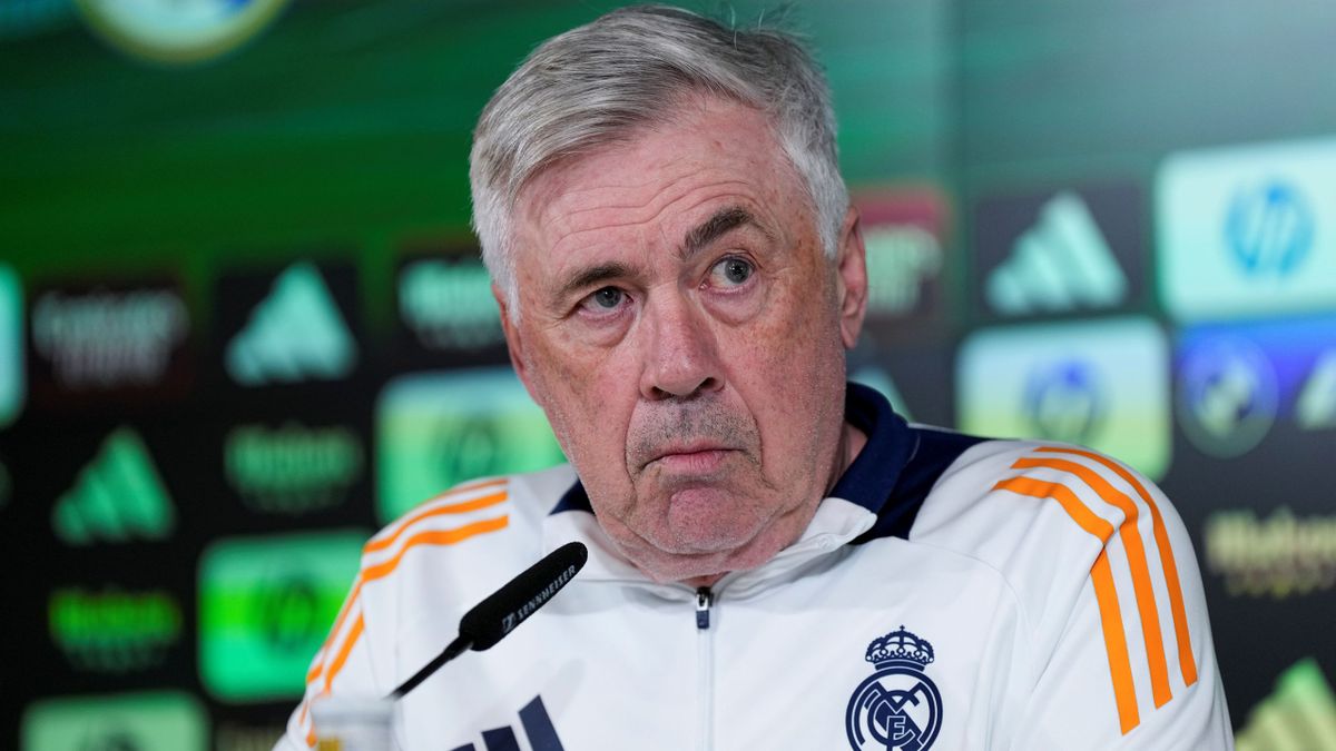 Carlo Ancelotti during a press conference.